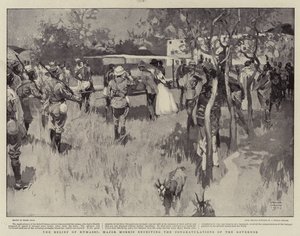 Le soulagement de Kumassi, le major Morris recevant les félicitations du gouverneur